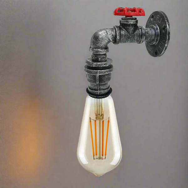 Industrial E27 Rustic Water Pipe Wall Light Fitting Industrial Sconce~2886 – Brushed Silver