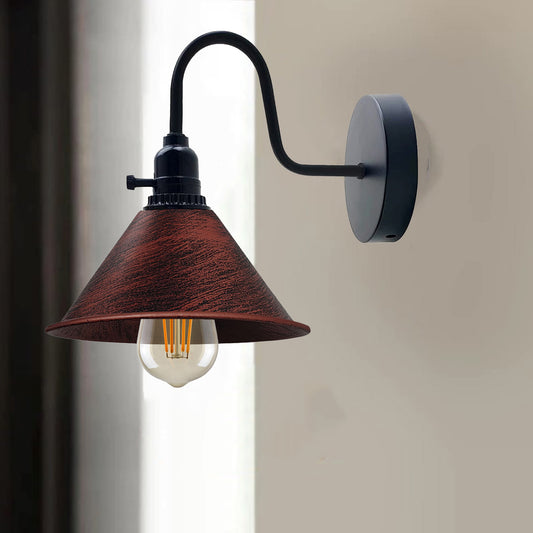 Rustic Red Colour Shade Metal Wall Light with switch Holder Brushed Effect~2523