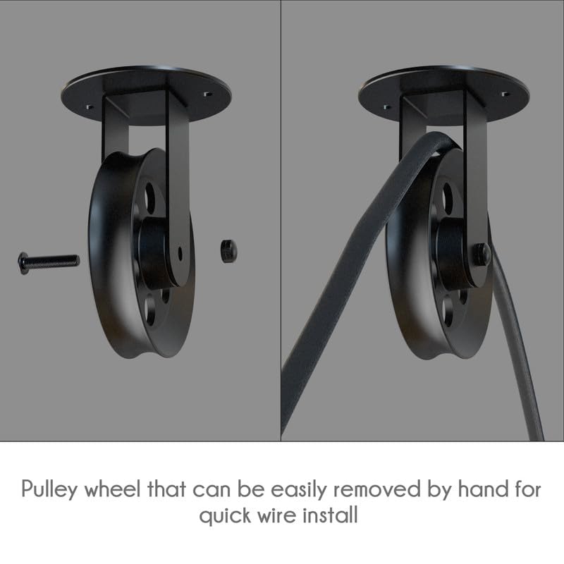 shade wall black light set wheel black pulley for light, adjustable pendant light pulley, single drop cable management system