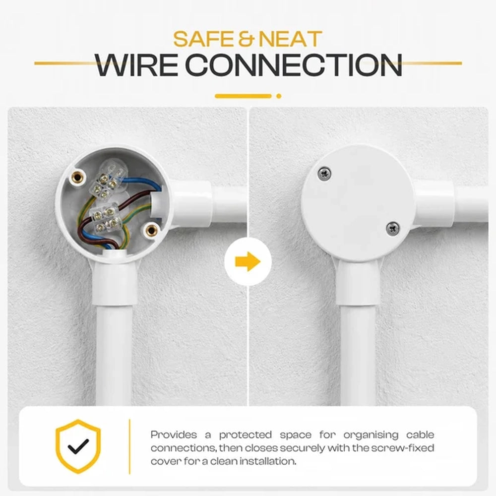 angle junction box open and closed showing safe wire connection