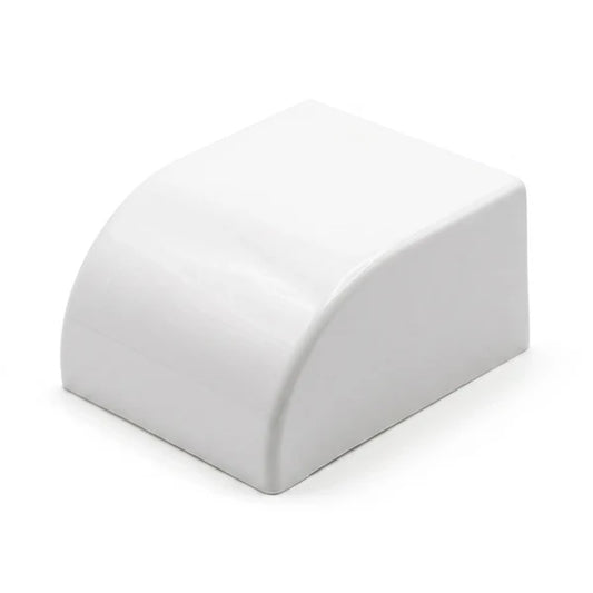 white cable trunking end cap with a rounded profile