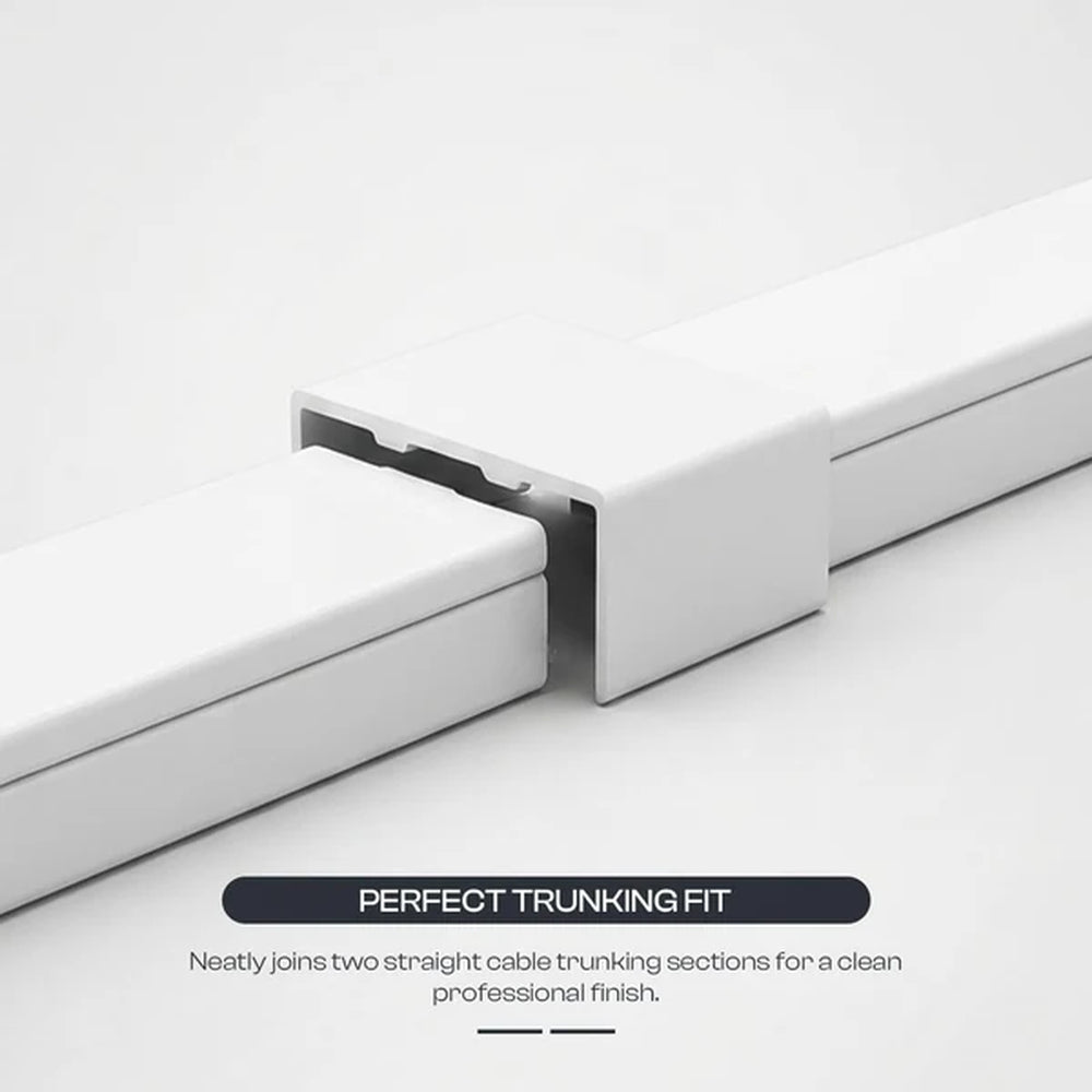 straight connector joining two lengths of white trunking