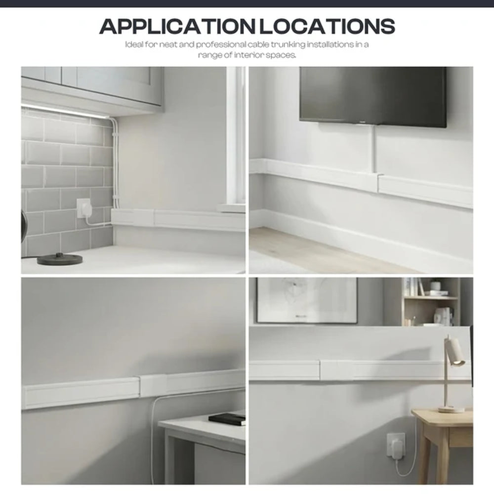 white trunking joints used in a kitchen, TV area and office