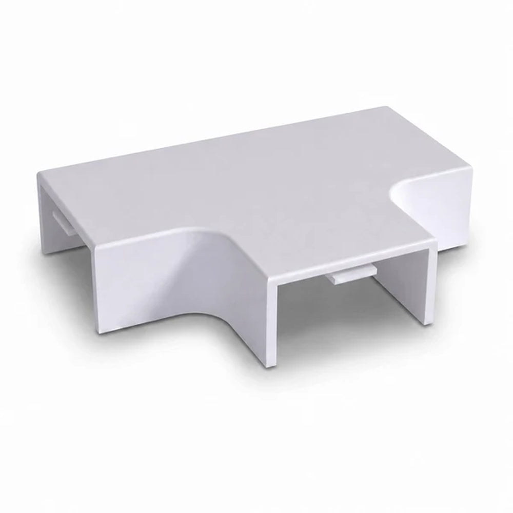 white T-junction connector for cable trunking