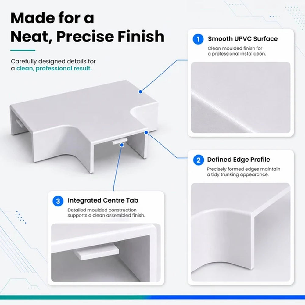 T-junction features: smooth uPVC surface, defined edge, centre tab
