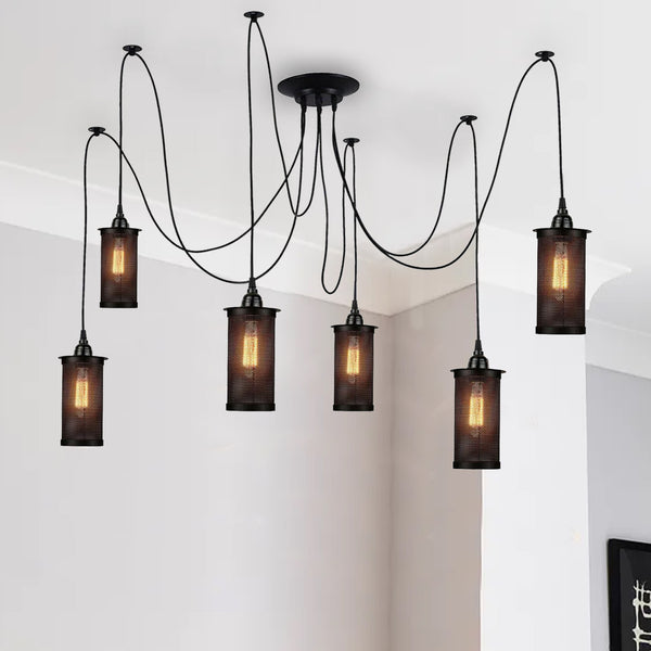 Lámpara de techo estilo araña industrial retro moderna con portalámparas E27 ~2613