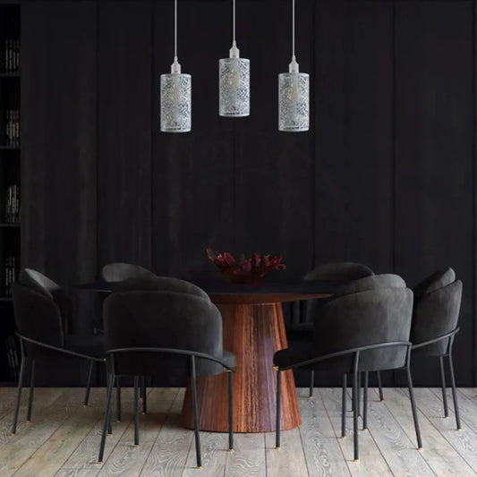 Modern White Cage Pendant Light ~1995