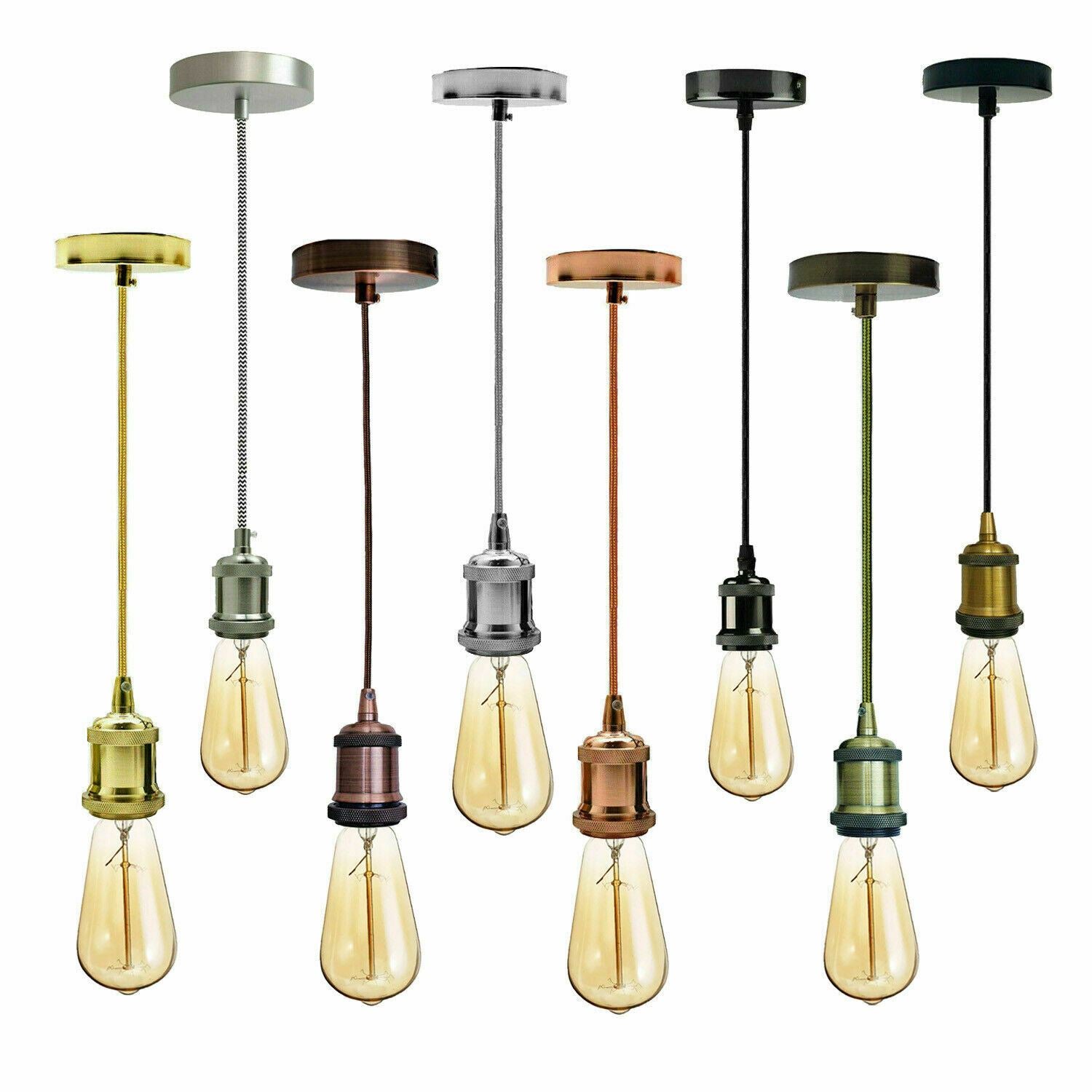 Retro Industrial Vintage Pendant Ceiling Rose Fitting E27 Lamp Bulb Holder For Bar, Bedroom, Conservatory, Dining Room~1282 - LEDSone UK Ltd