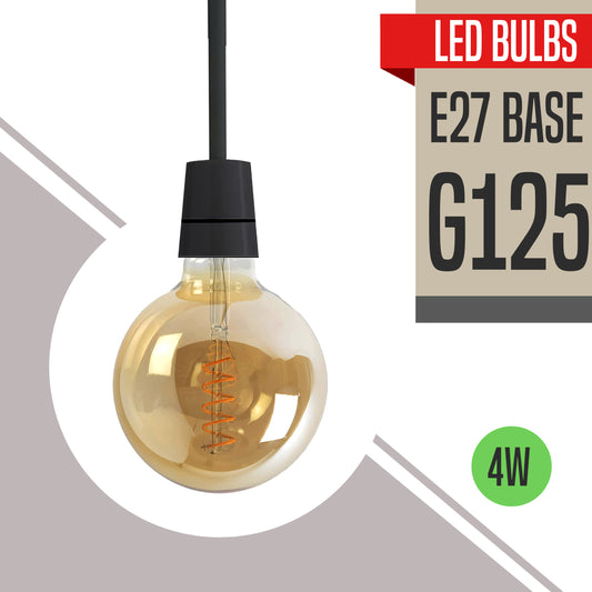 4W G125 Globe E27 Screw Non Dimmable Spiral Vintage LED Retro Light Bulb~1199