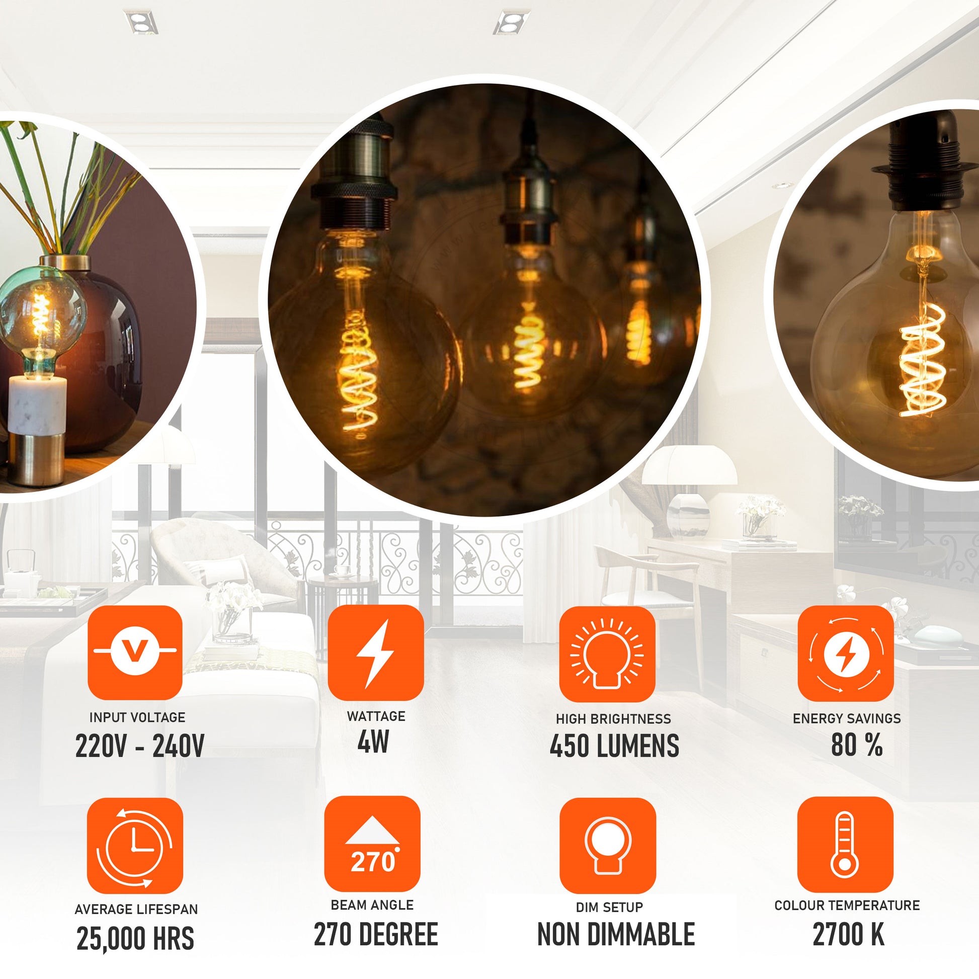 4 w , 450 lumens, power saving led light bulb