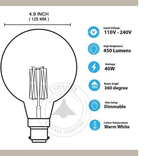 B22 G125 40W Vintage Retro Industrial Filament Bulb~3073