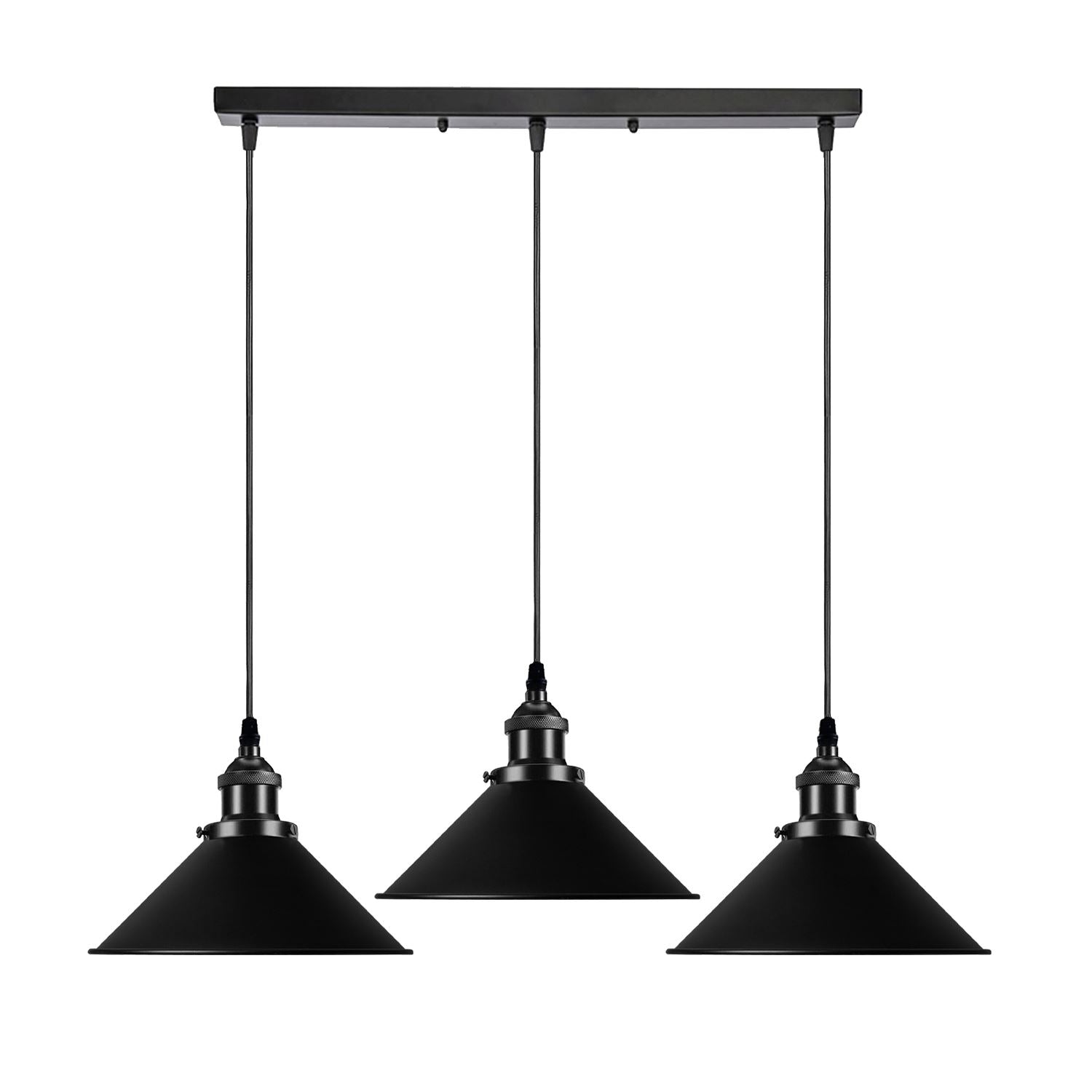 Vintage Ceiling Adjustable Hanging Black Metal Cone Shade Pendant Light Fixture~3393 - LEDSone UK Ltd