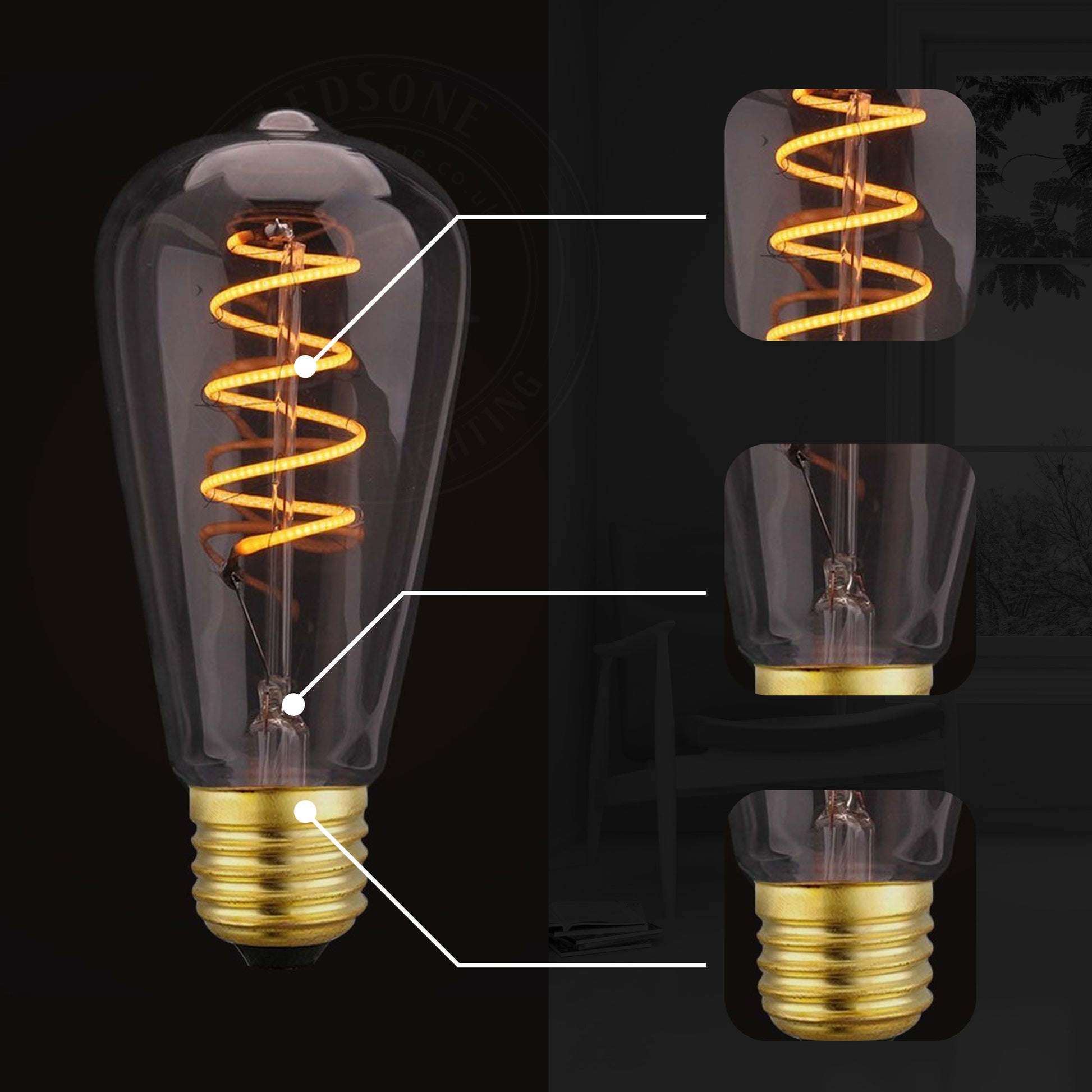 LED Light ST64 4W Warm White Bulb Filament Bulbs-Details