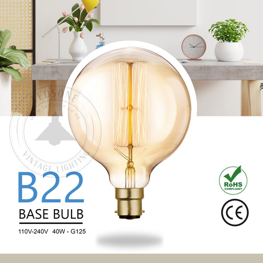 B22 G125 40W Vintage Retro Industrial Filament Bulb~3073