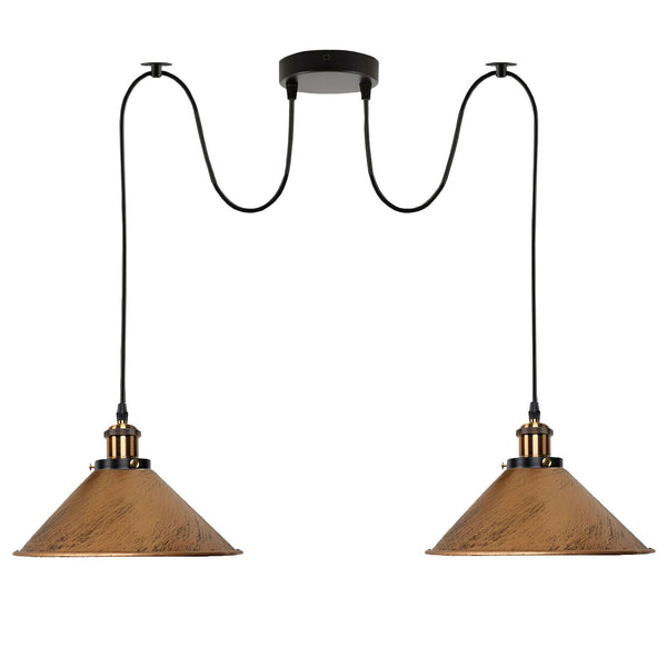 2-way Retro Industrial ceiling cable E27 Hanging lamp pendant light~3403 – Brushed copper / No
