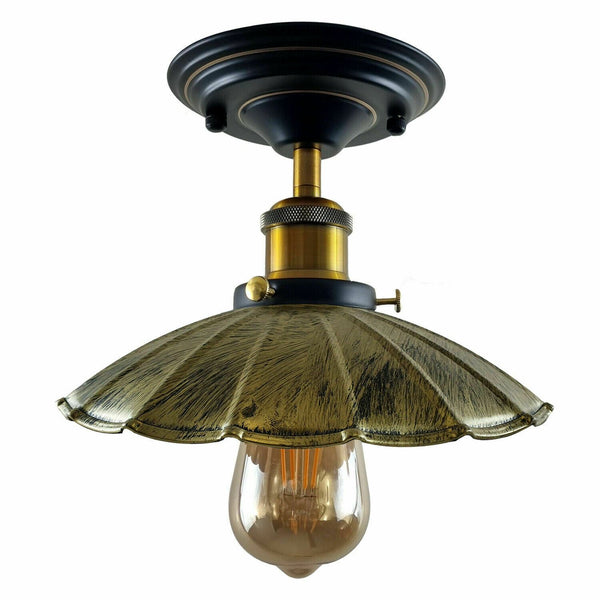 Retro minimalistische plafondlamp voor binnen in de keuken ~1230 – Geborsteld messing / Met lamp