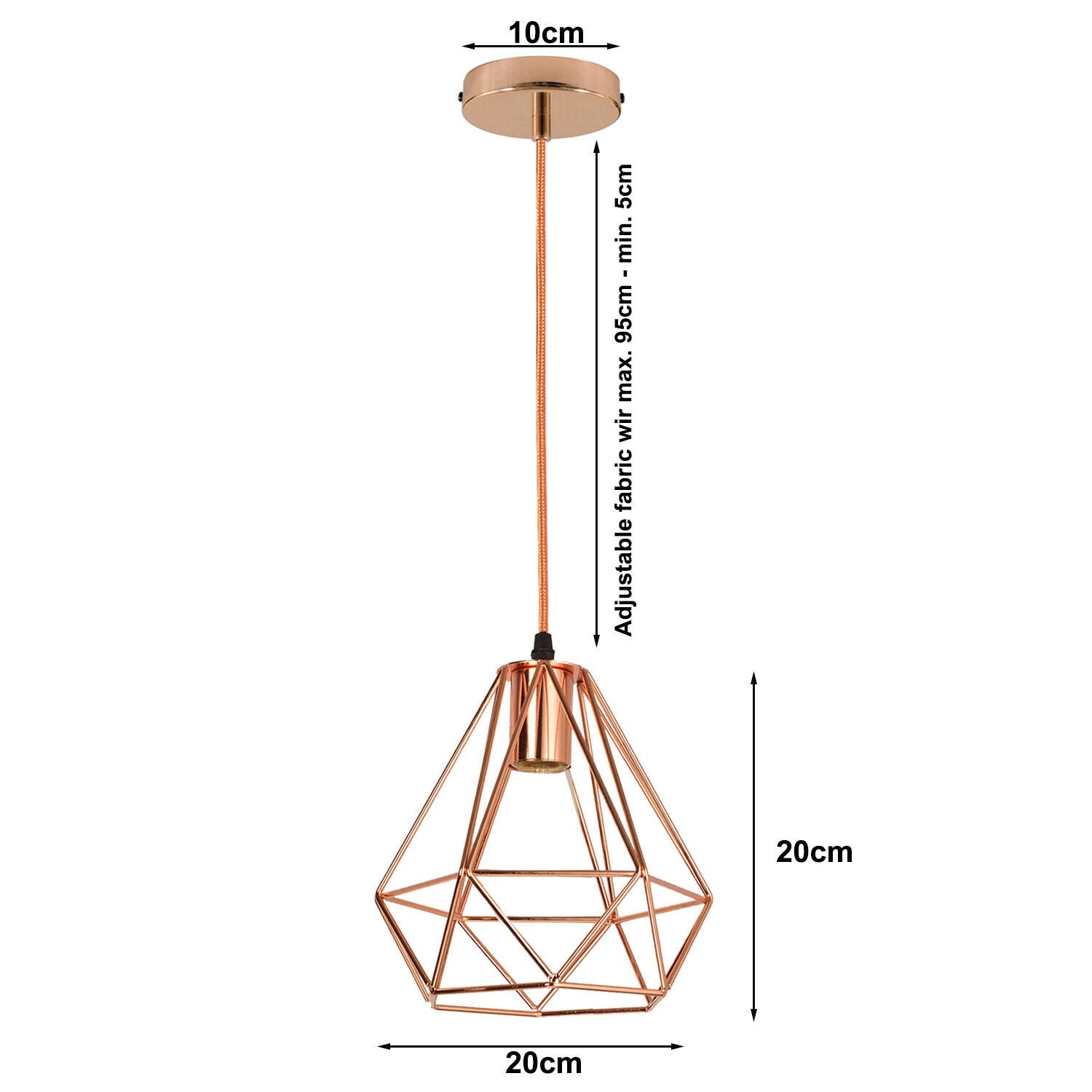 Rose Gold Industrial Metal Ceiling Hanging Pendant Light~1138 - LEDSone UK Ltd