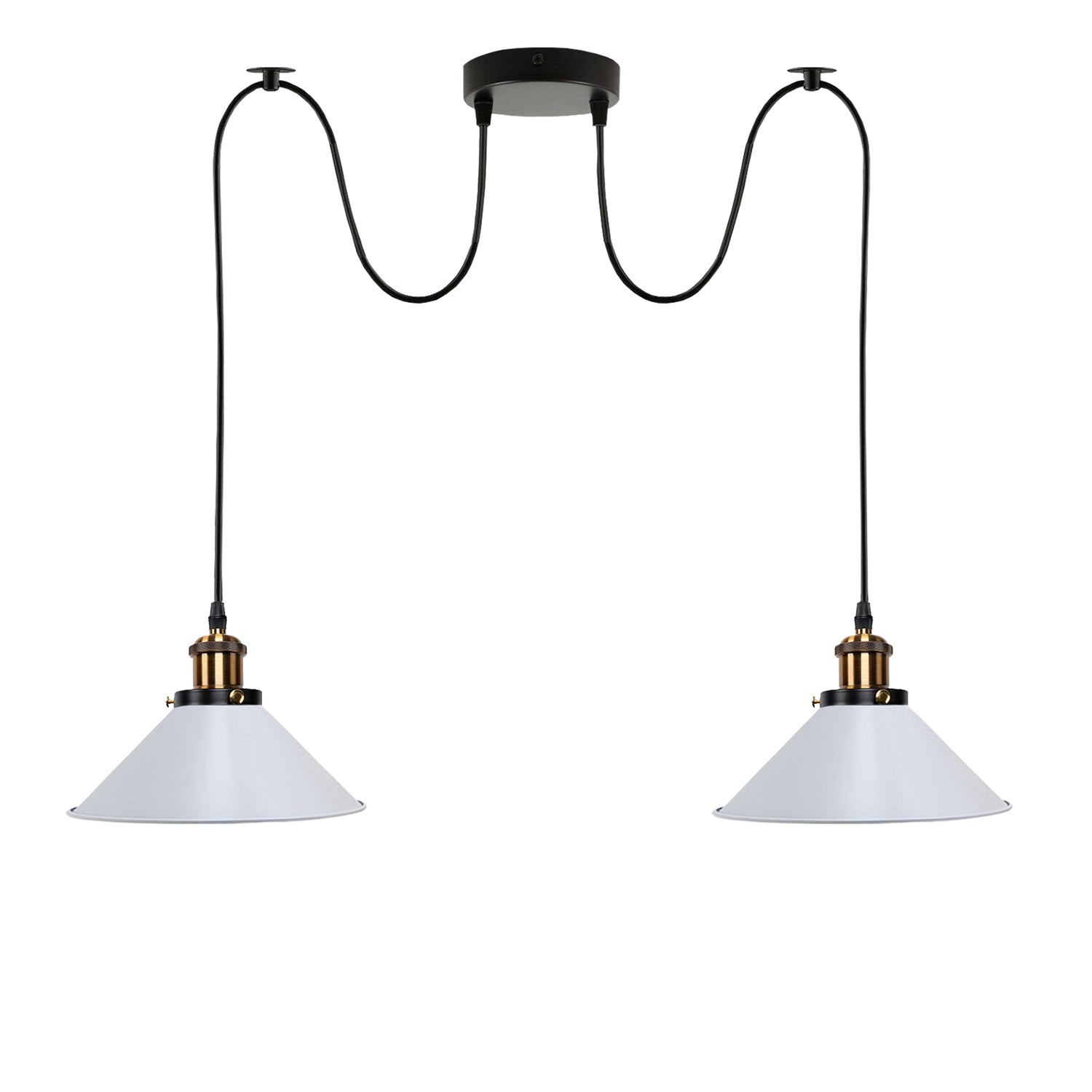 White 2 Way Retro Industrial Ceiling E27 Hanging Lamp Pendant Light~3498 - LEDSone UK Ltd