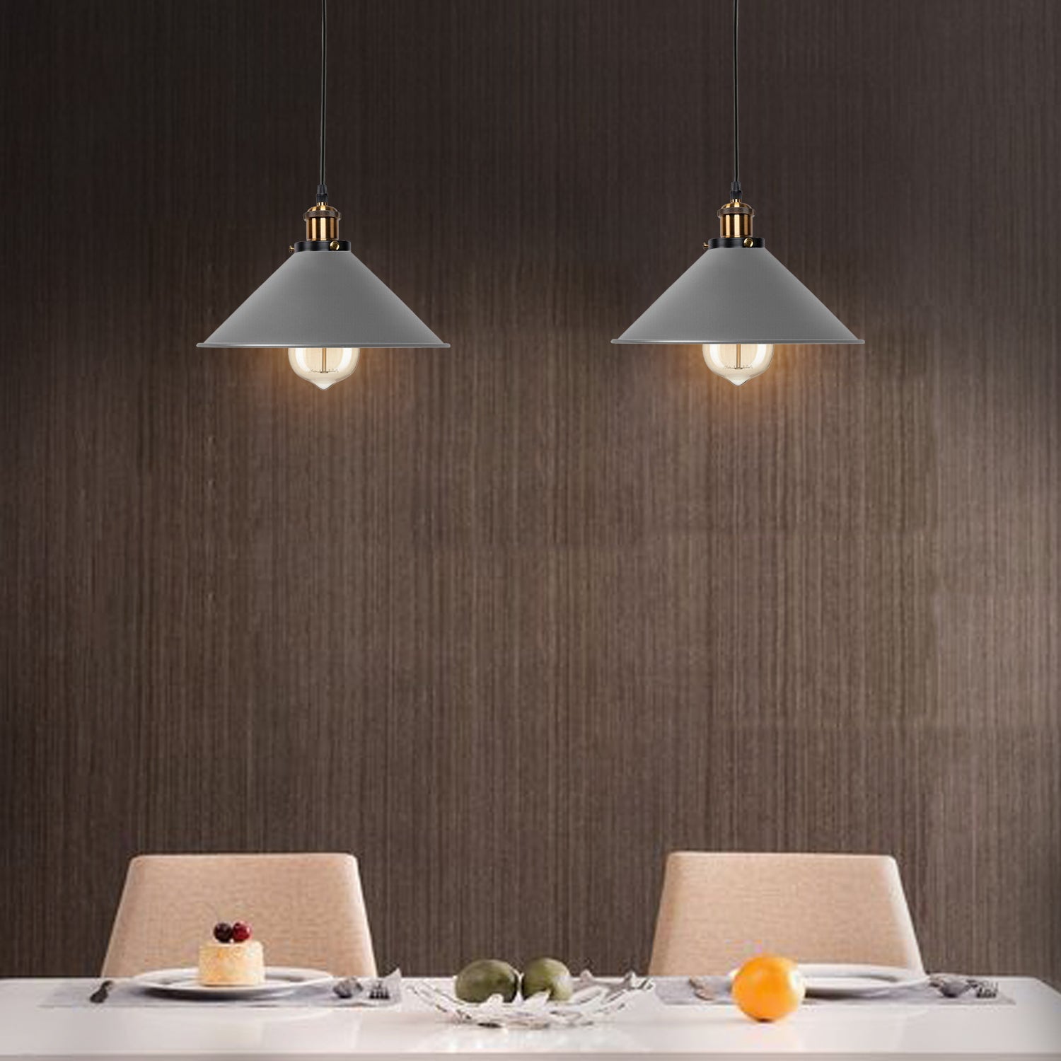 Grey 2 Way Retro Industrial Ceiling E27 Hanging Lamp Pendant Light~3503 - LEDSone UK Ltd