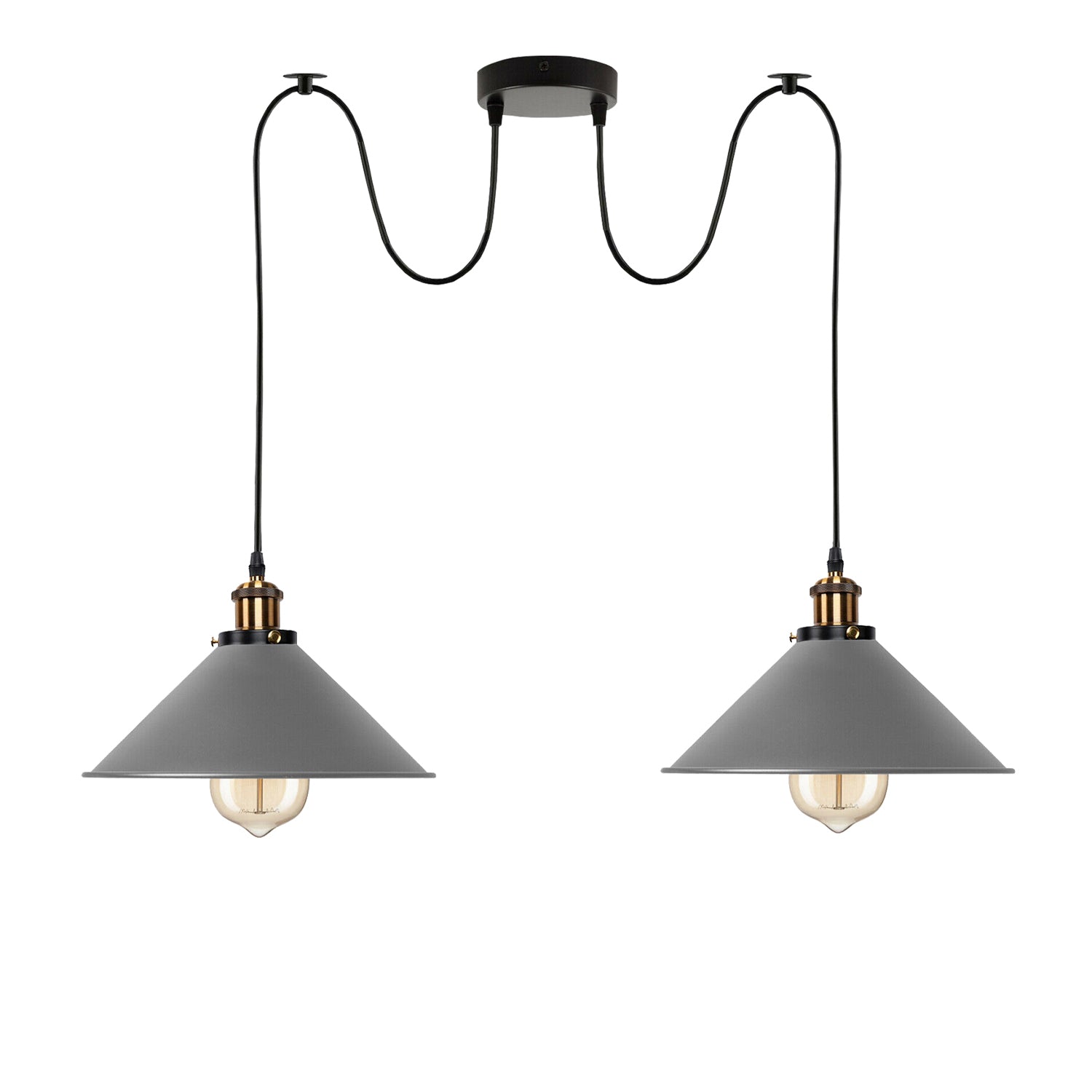 Grey 2 Way Retro Industrial Ceiling E27 Hanging Lamp Pendant Light~3503 - LEDSone UK Ltd