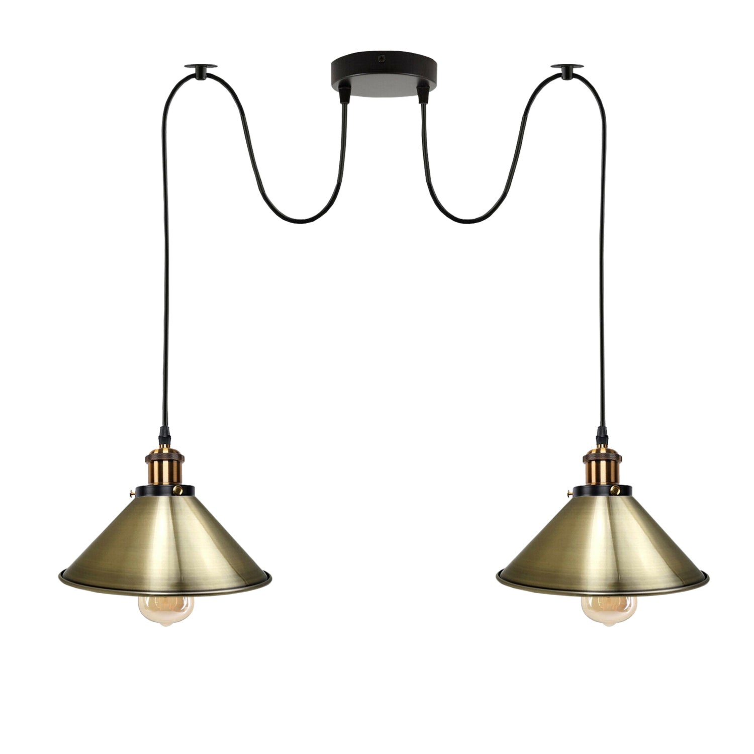 Green Brass 2 Way Retro Industrial Ceiling E27 Hanging Lamp Pendant Light~3504 - LEDSone UK Ltd