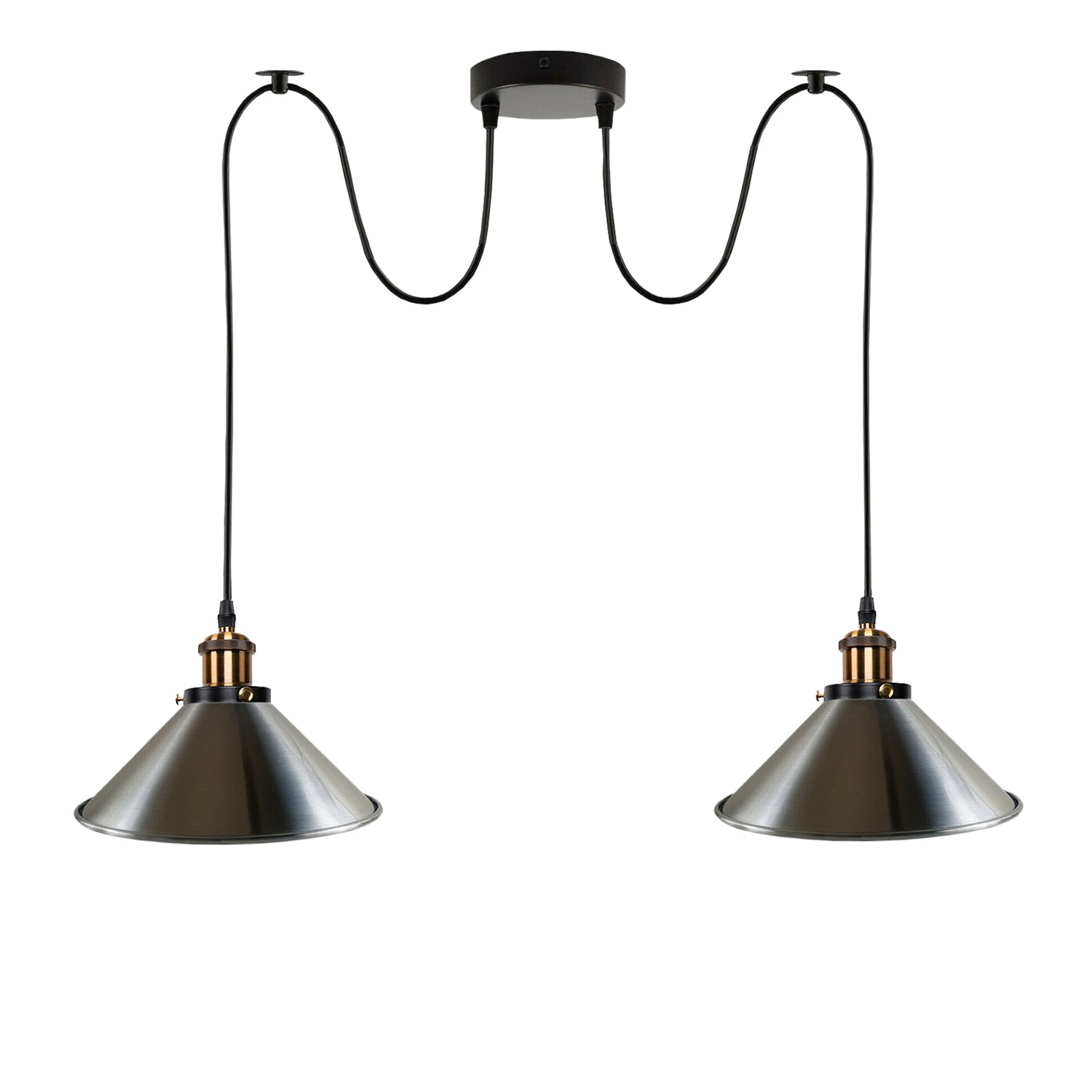Stain Nickel 2 Way Retro Industrial Ceiling E27 Hanging Lamp Pendant Light~3508 - LEDSone UK Ltd