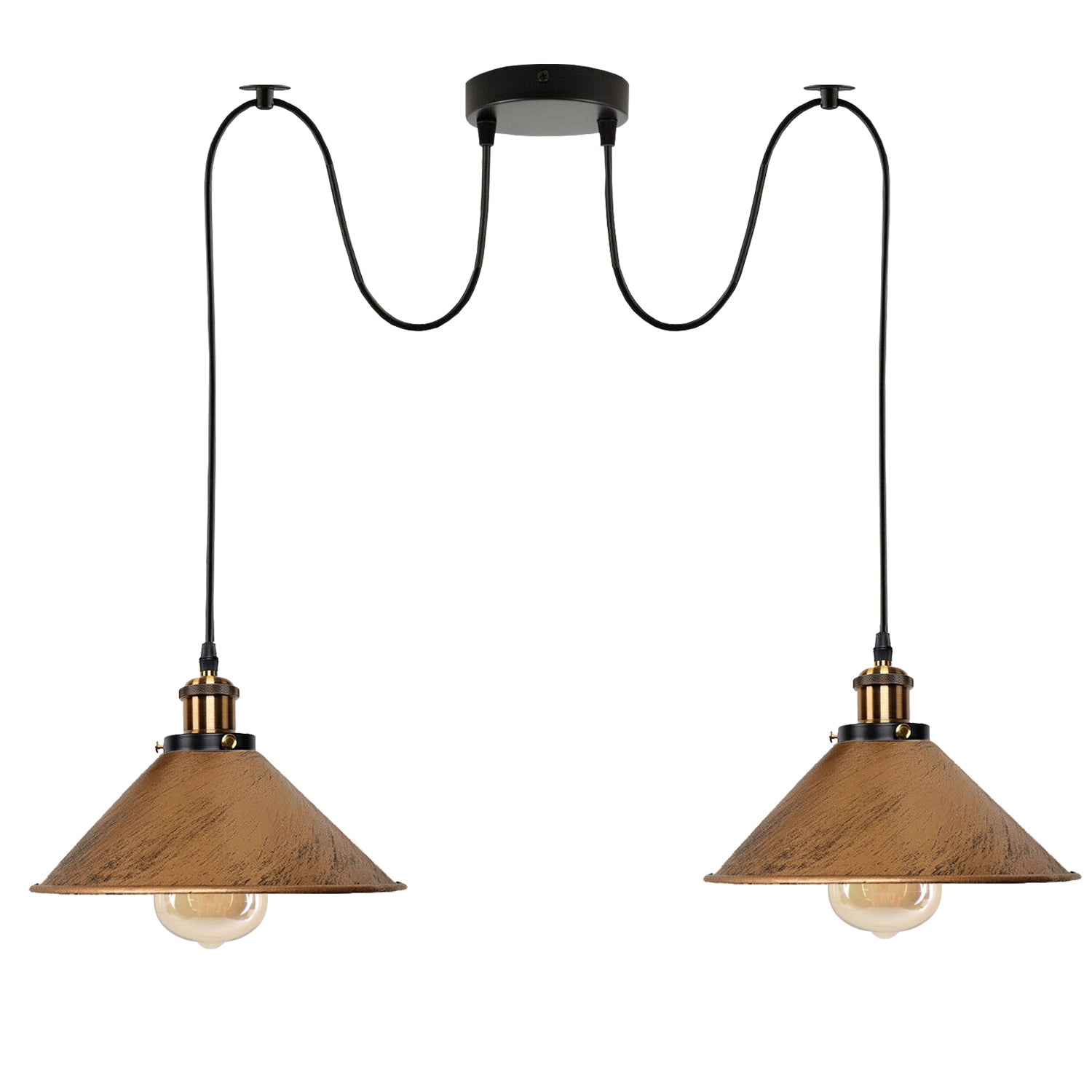 Brushed Copper 2 Way Retro Industrial Ceiling E27 Hanging Lamp Pendant Light~3509 - LEDSone UK Ltd