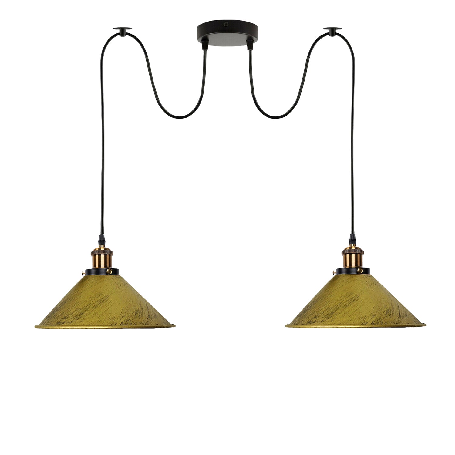 Brushed Brass 2 Way Retro Industrial Ceiling E27 Hanging Lamp Pendant Light~3510 - LEDSone UK Ltd