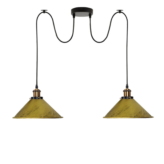 Brushed Brass 2 Way Retro Industrial Ceiling E27 Hanging Lamp Pendant Light~3510 - LEDSone UK Ltd