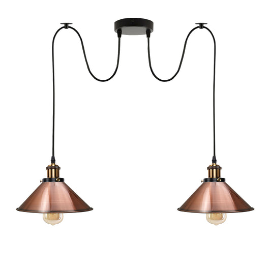 Copper 2 Way Retro Industrial Ceiling E27 Hanging Lamp Pendant Light~3494 - LEDSone UK Ltd