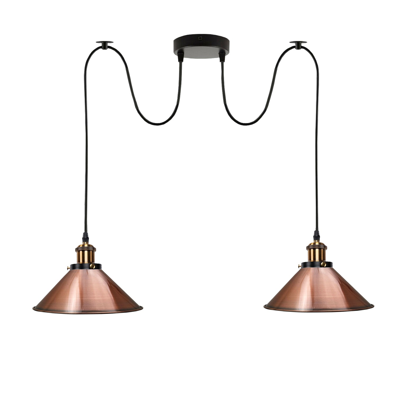 Copper 2 Way Retro Industrial Ceiling E27 Hanging Lamp Pendant Light~3494 - LEDSone UK Ltd