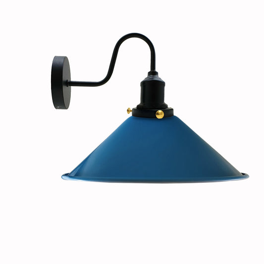 Blue Industrial Swan Neck Wall Light Indoor Sconce Metal Cone Shape Shade~3485 - LEDSone UK Ltd