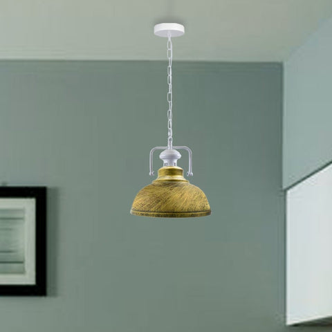 Industrial vintage Retro Indoor Hanging Metal Brushed Brass Pendant Light E27 UK Holder~3853