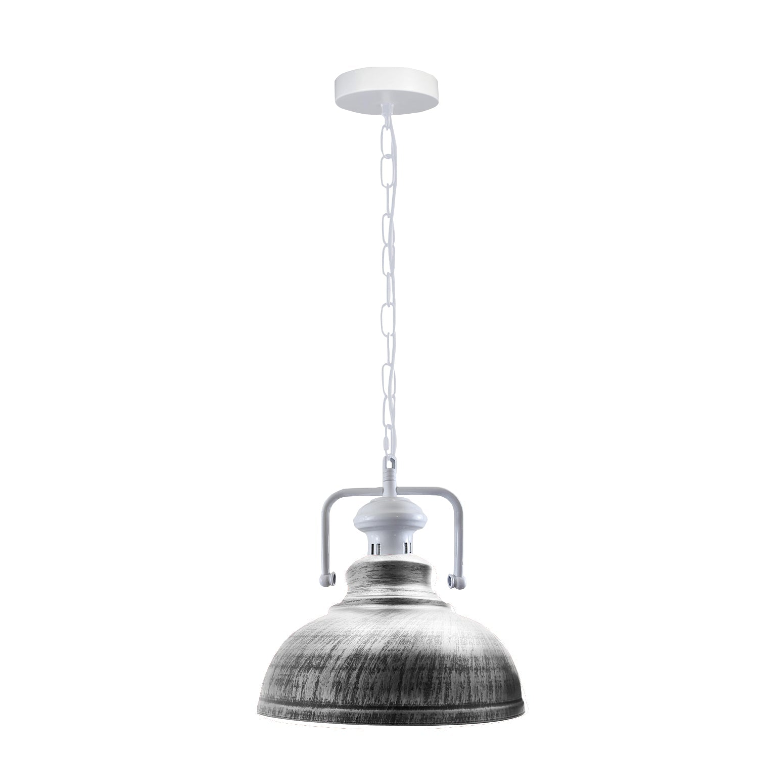 Distressed white barn pendant shop light