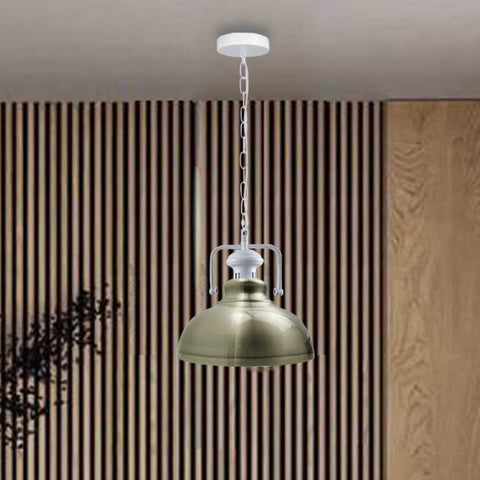 Industrial vintage Retro Indoor Hanging Ceiling Metal Green Brass Pendant Light E27 UK Holder~3843
