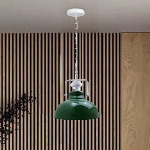 Industrial vintage Retro Indoor Hanging Ceiling Metal Green Pendant Light E27 UK Holder~3842