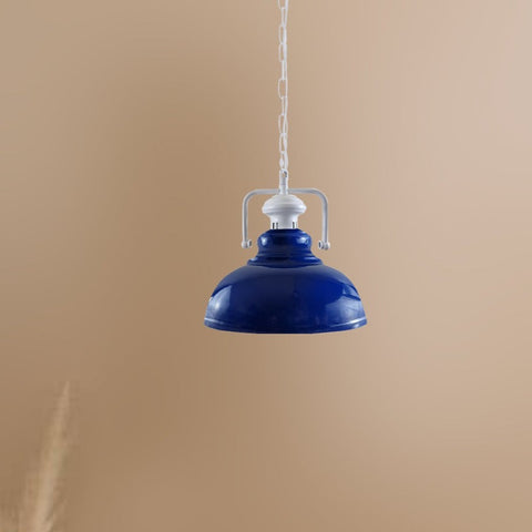 Industrial vintage Retro Indoor Hanging Ceiling Metal Navy Blue Pendant Light E27 UK Holder~3840