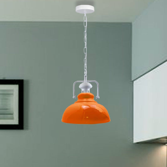 Metal Barn Orange Pendant Ceiling Chain Light 