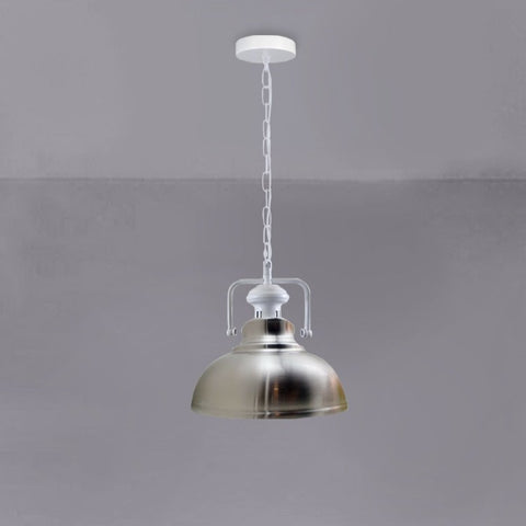 Industrial vintage Retro Indoor Hanging Ceiling Metal Satin Nickel Pendant Light E27 UK Holder~3835
