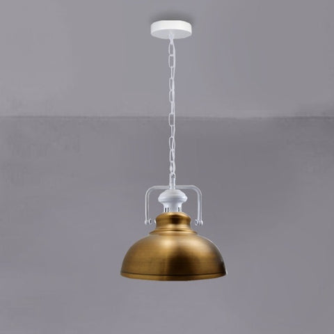 Industrial vintage Retro Indoor Hanging Ceiling Metal Yellow Brass Pendant Light E27 UK Holder~3834