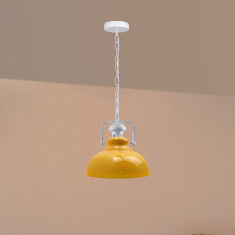 Industrial vintage Retro Indoor Hanging Ceiling Metal Yellow Pendant Light E27 UK Holder~3833