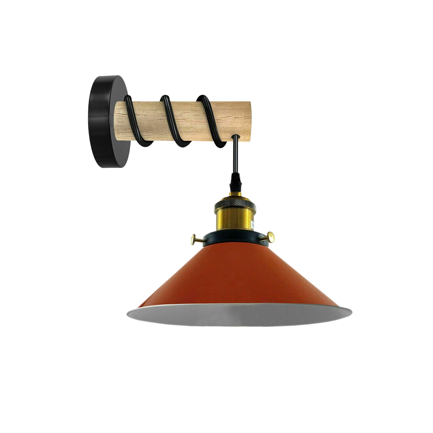 Modern Combined Solid Wooden Arm Chandelier Lighting With Orange Cone Shaped Metal Shade wall sconce~3474 - LEDSone UK Ltd