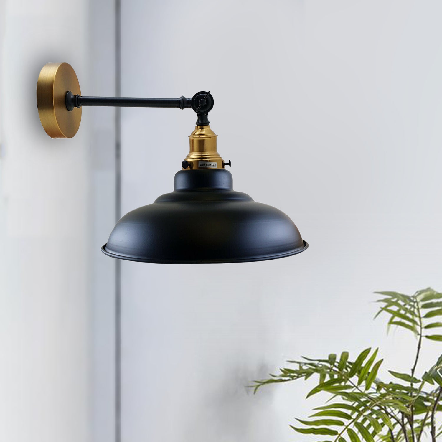 Black Shade With Adjustable Curvy Swing Arm Wall Light Fixture Loft Style Industrial Wall Sconce~3462 - LEDSone UK Ltd