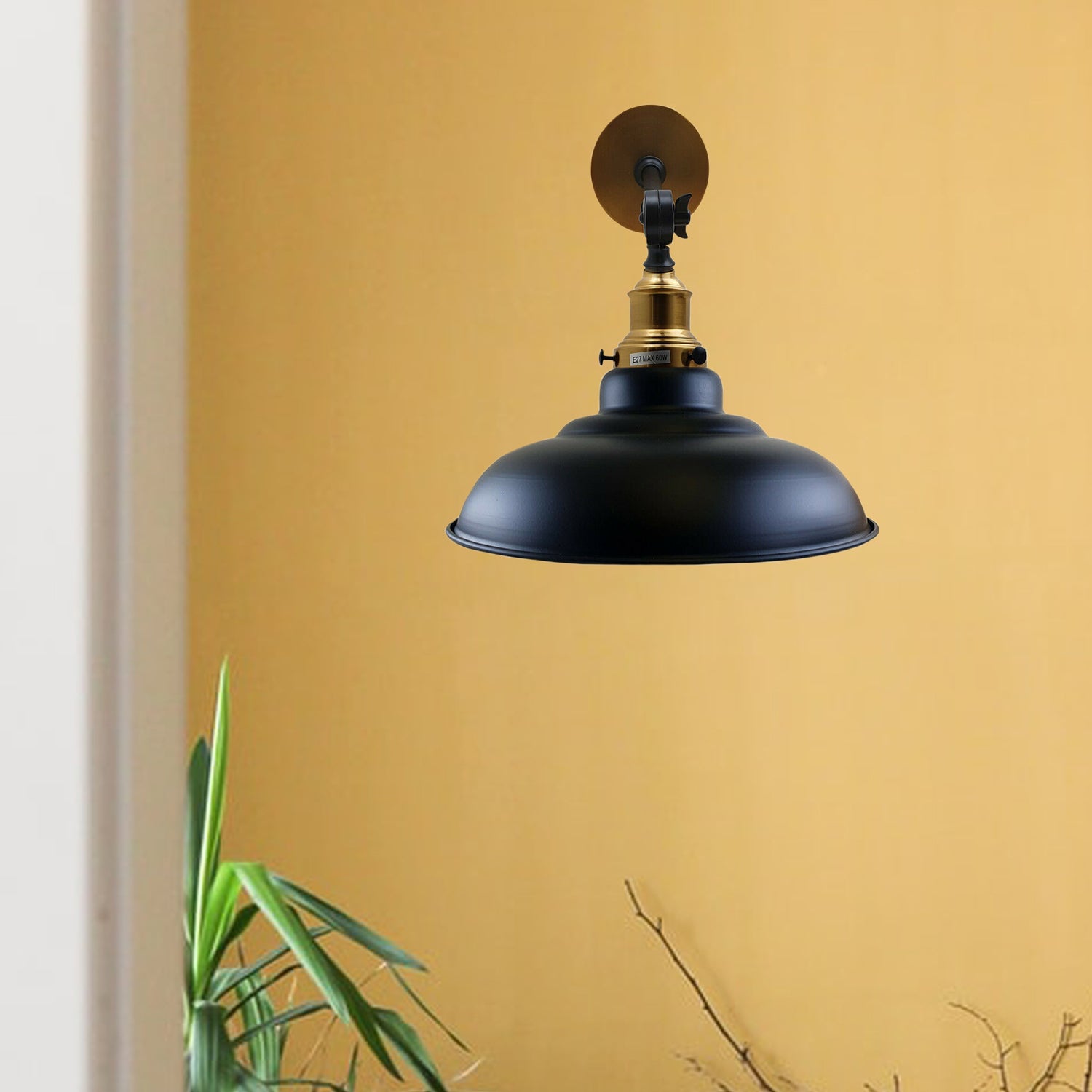 Black Shade With Adjustable Curvy Swing Arm Wall Light Fixture Loft Style Industrial Wall Sconce~3462 - LEDSone UK Ltd