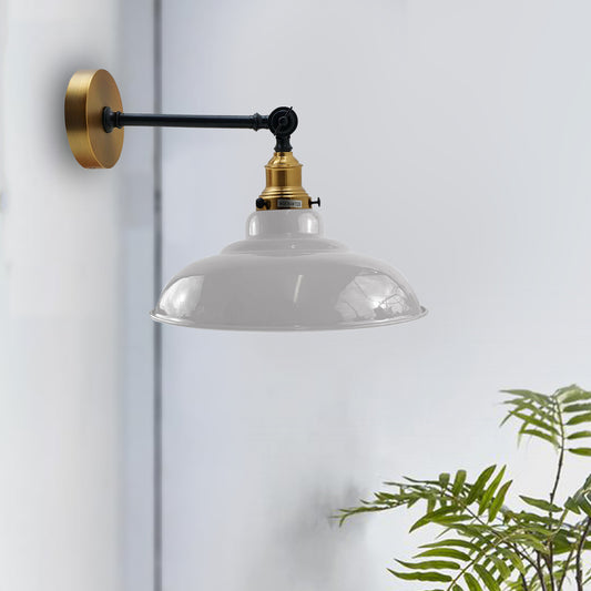 White Shade With Adjustable Curvy Swing Arm Wall Light Fixture Loft Style Industrial Wall Sconce~3463 - LEDSone UK Ltd