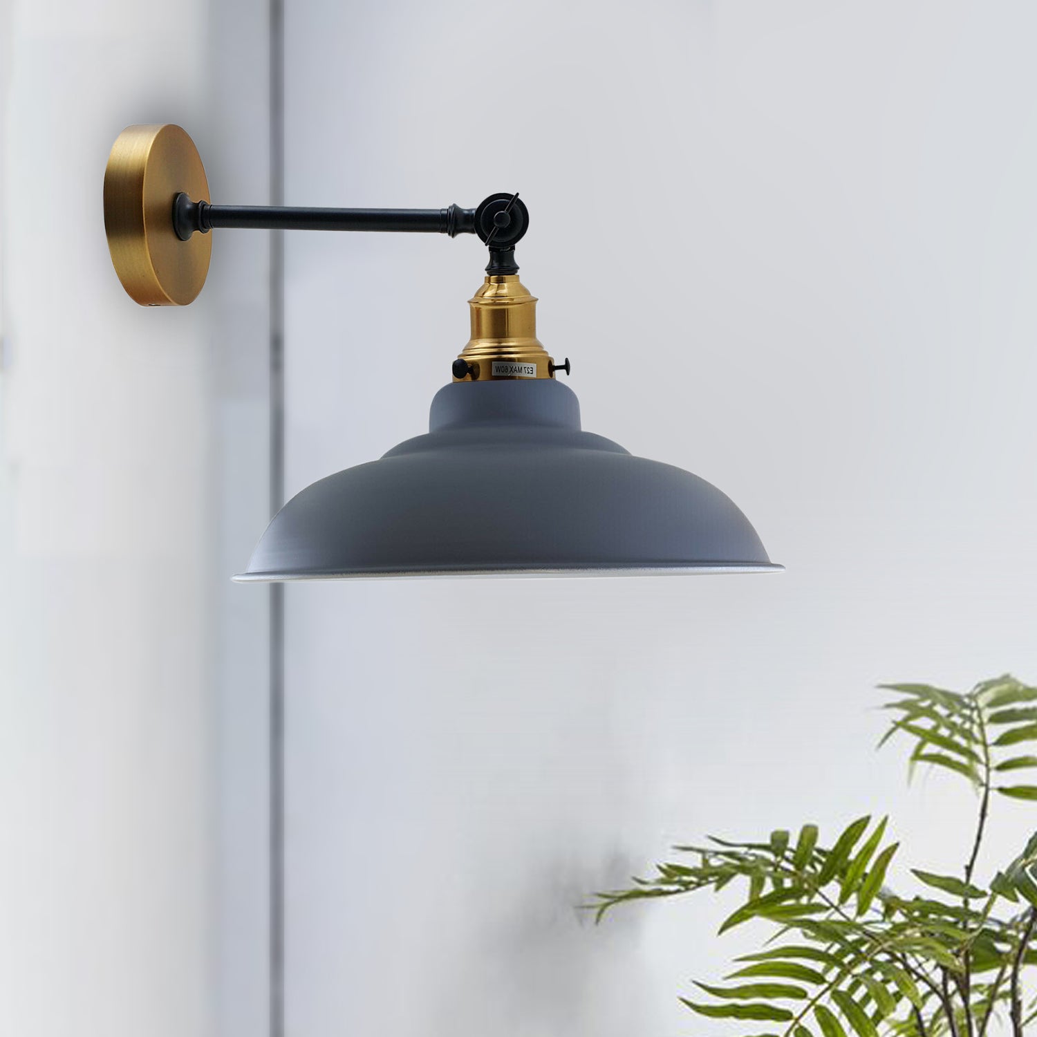 Grey Shade With Adjustable Curvy Swing Arm Wall Light Fixture Loft Style Industrial Wall Sconce~3464 - LEDSone UK Ltd