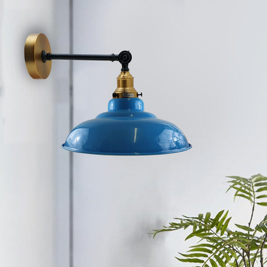 Light Blue Shade With Adjustable Curvy Swing Arm Wall Light Fixture Loft Style Industrial Wall Sconce~3466 - LEDSone UK Ltd