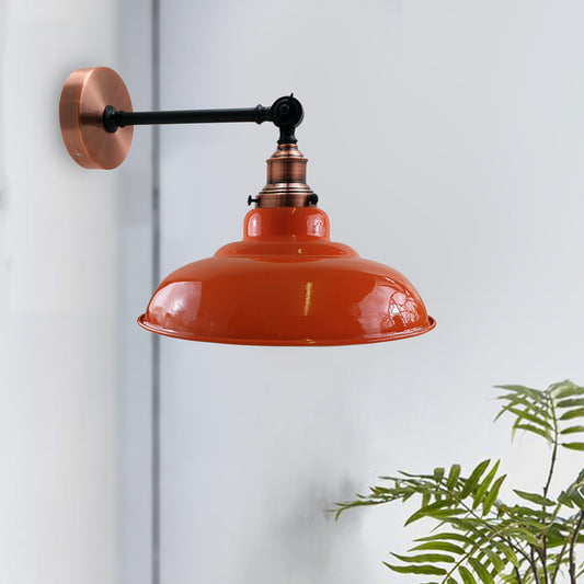 Orange Shade With Adjustable Curvy Swing Arm Wall Light Fixture Loft Style Industrial Wall Sconce~3468 - LEDSone UK Ltd