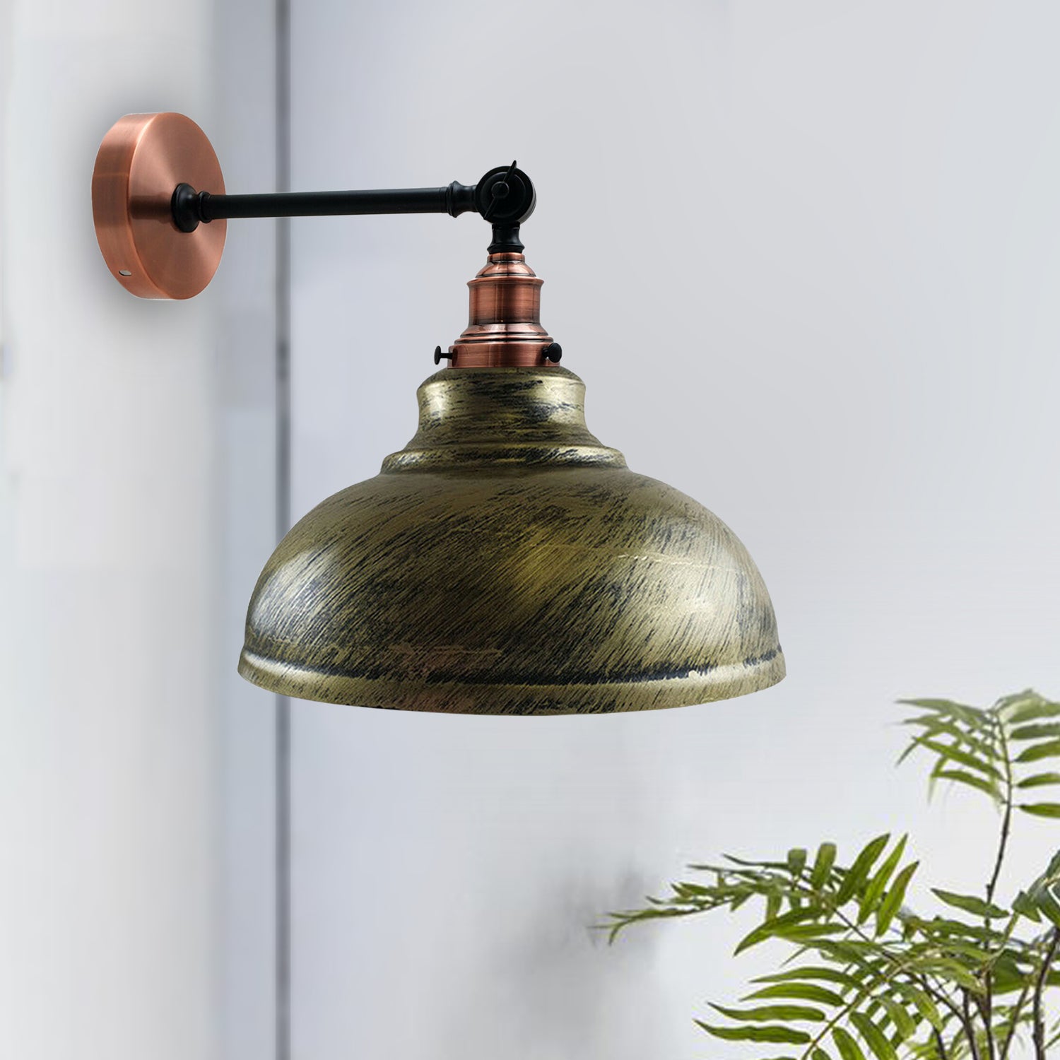 Brushed Brass Metal Curvy Brushed Industrial Wall Mounted Wall Lamp Light~3458 - LEDSone UK Ltd