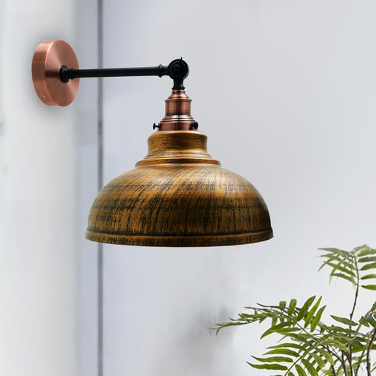 Brushed Copper Metal Curvy Brushed Industrial Wall Mounted Wall Lamp Light~3459 - LEDSone UK Ltd